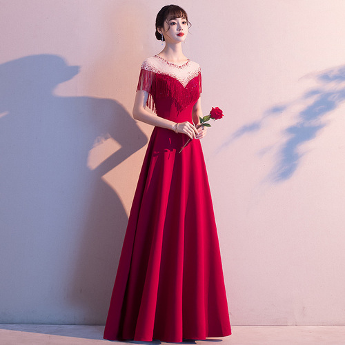 Evening dresses prom dress Robes de soirée evening gowns long party tassel wedding red evening dress dress