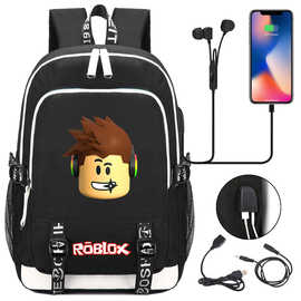零售批发ROBLOX游戏世界青少年中小学生书包USB男女休闲双肩背包