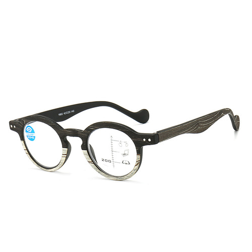 Cross-border new wood grain anti-blue light smart progressive multi-focus reading glasses for men and women, distance and near-use reading glasses trend