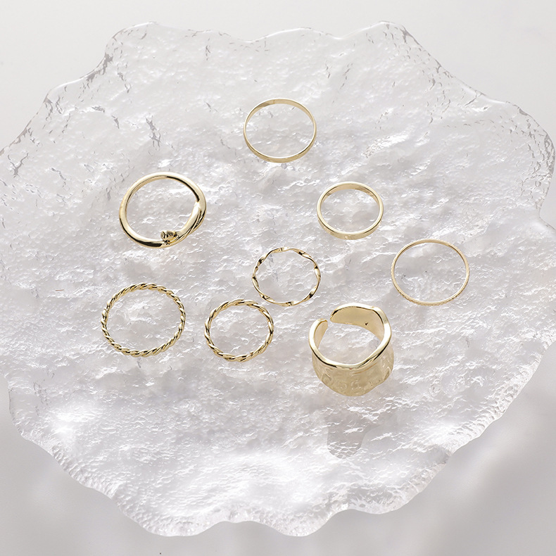 Twisted Knotted Ring Set Zeigefinger Ring Plain Ring 8-teiliges Set Großhandel display picture 6