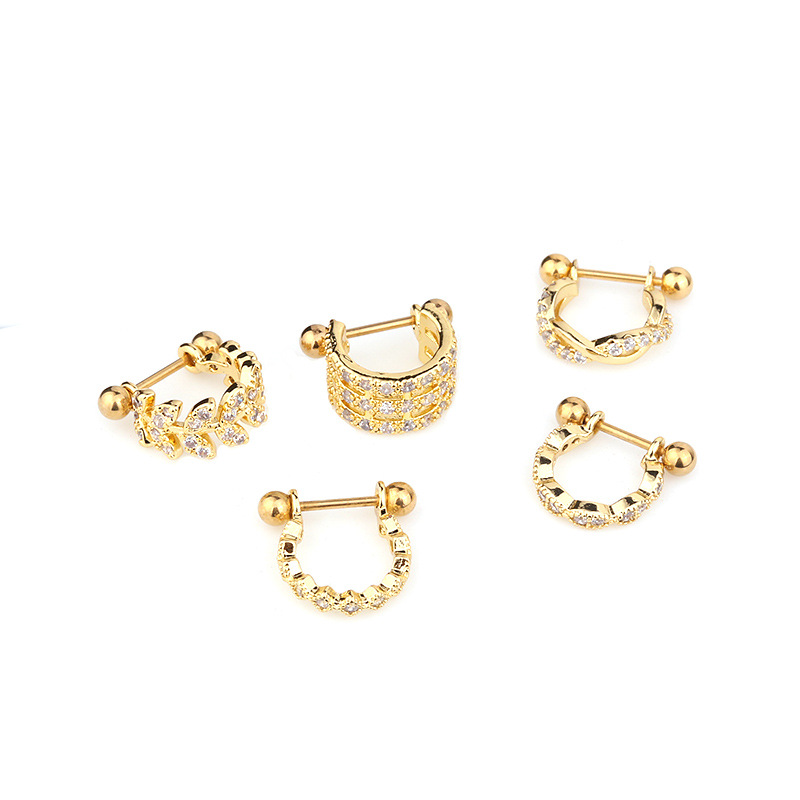 Ear Cartilage Rings & Studs Fashion U Shape 316 Stainless Steel  Copper Inlaid Zircon display picture 12