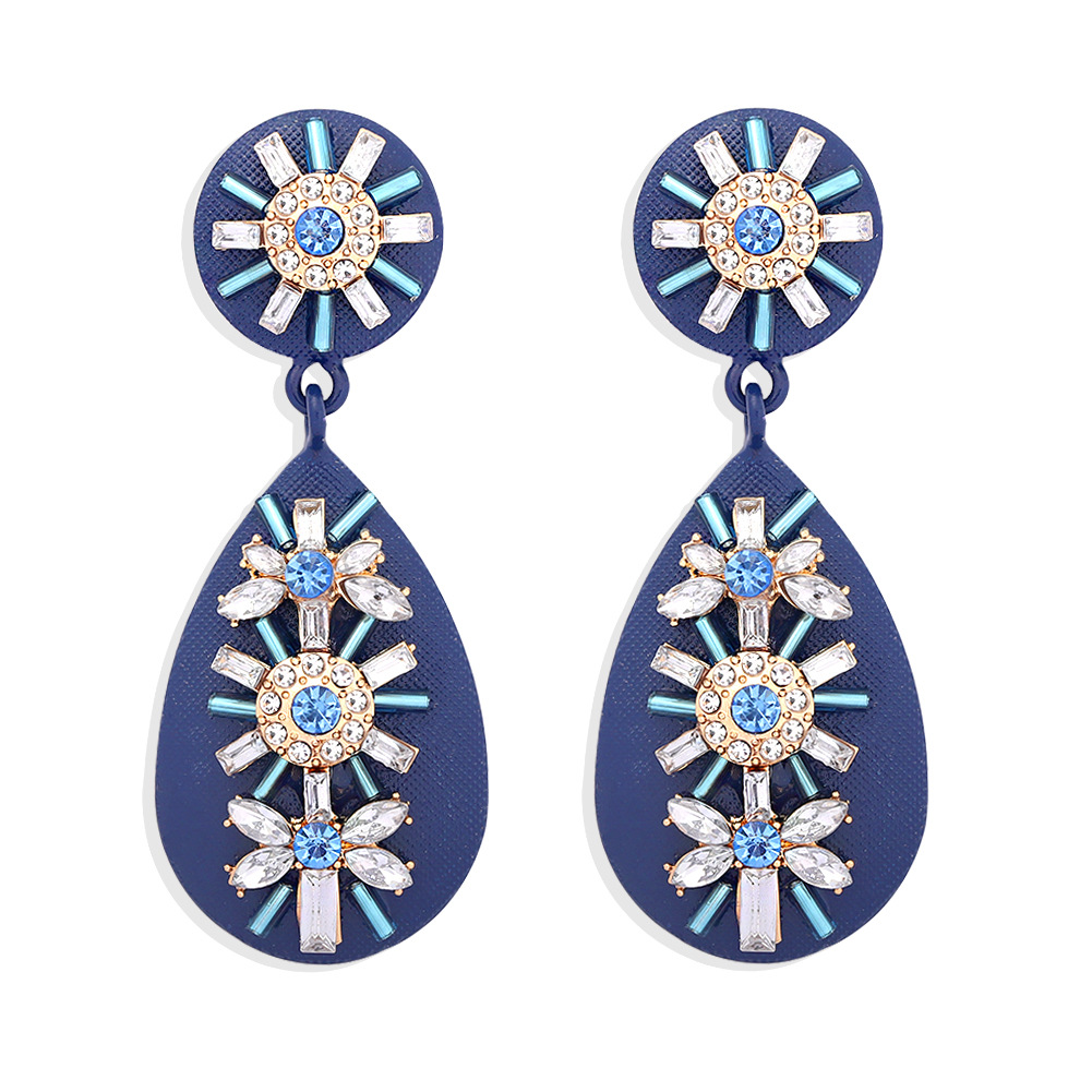 Boucles D&#39;oreilles Longues En Alliage En Forme De Goutte De Diamant De Style Ethnique Bohème display picture 3