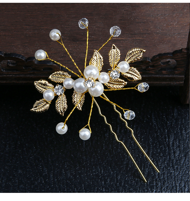 Retro Flower Alloy Handmade Artificial Rhinestones Artificial Pearls Hairpin display picture 1