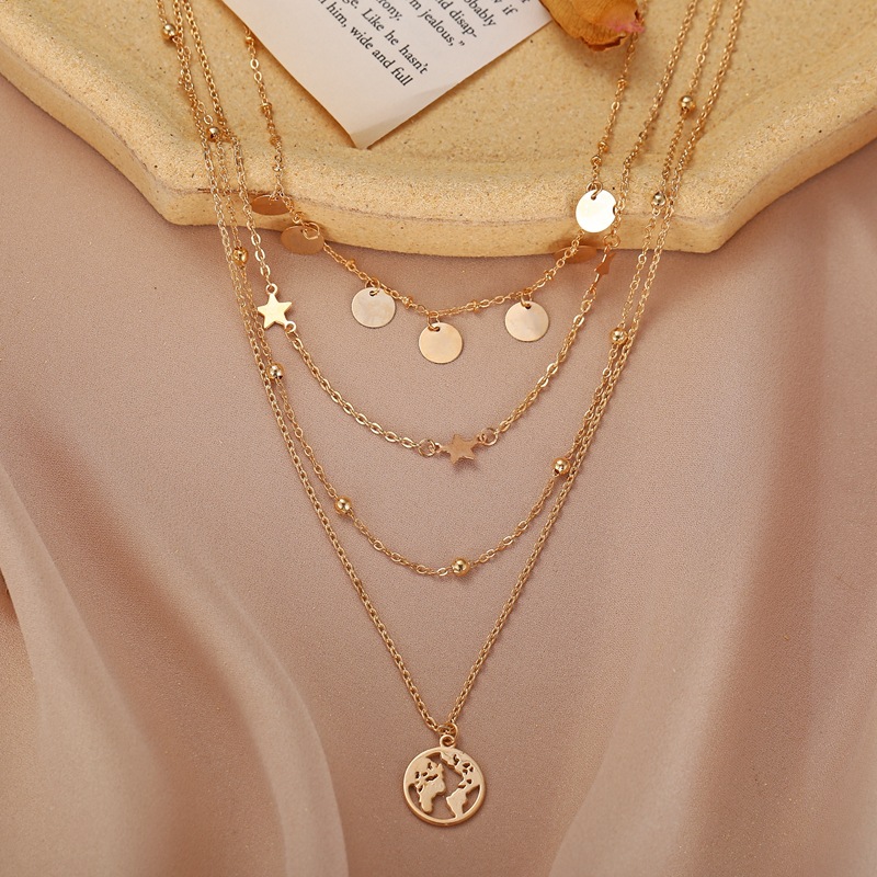 New Wafer Pentagram Pendant Multi-layer Necklace Creative Alloy Clavicle Chain Wholesale Nihaojewelry display picture 4