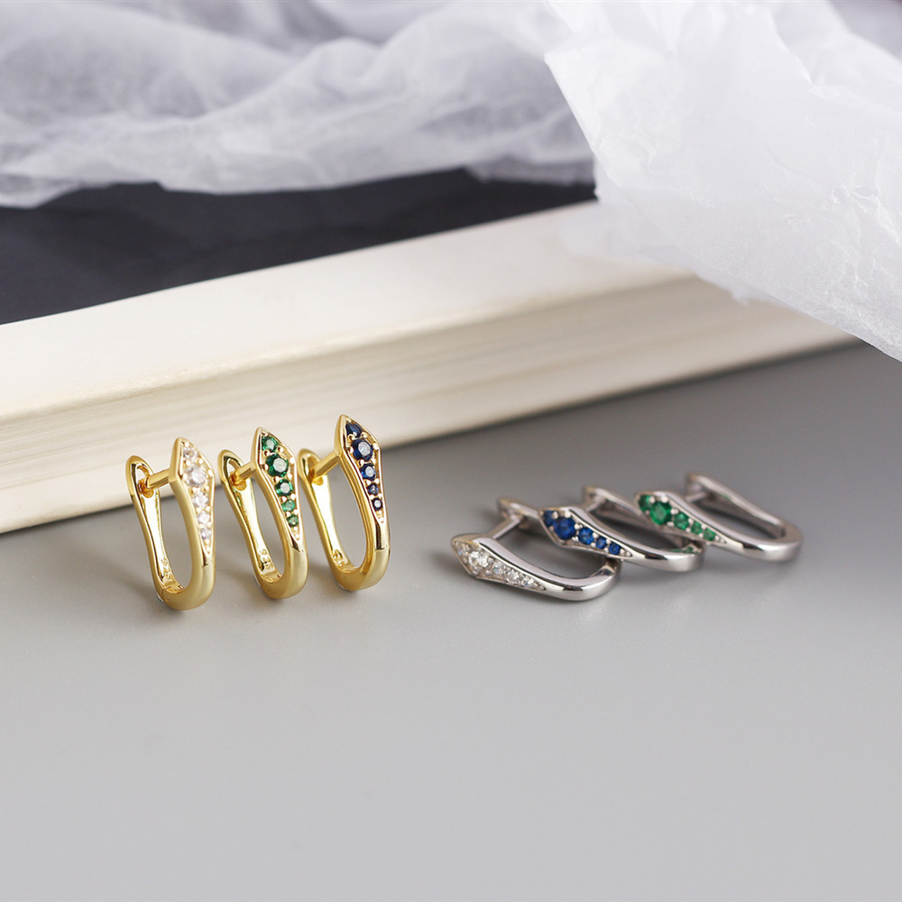 Women'S Gender S925 Sterling Silver U-shaped Color Zirconium Earrings Wholesale Nihaojewelry
