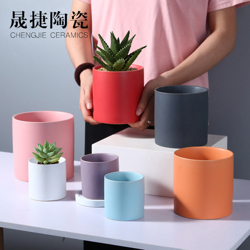 Nordic Morandi ins glazed ceramic flowerpots wholesale colorful succulent pots flowerpots container ornaments potted green radish