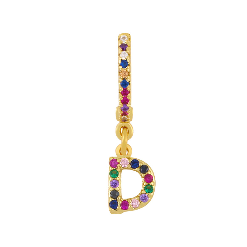 Clip Boucles D&#39;oreilles 26 Boucles D&#39;oreilles Alphabet Micro-set Couleur Zircon Alphabet Clips D&#39;oreilles Femmes display picture 25