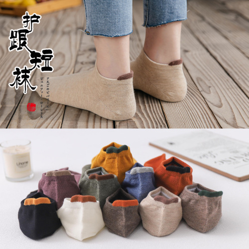 Women's Socks Short Socks Spring and Summer Thin Anti-Odor Short Crew Socks Absorbent Low Top Cotton Breathable Boat Socks Trend Pure Color Cotton Socks
