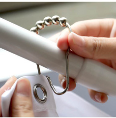 Factory Direct Sale: Bathroom Accessories – 5-Bead Gourd Hooks, 12-Piece Set – Rust-Proof Metal Shower Curtain Holders