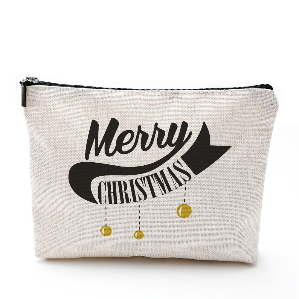 圣诞化妆包防水棉麻拉链袋 化妆品饰品收纳袋 旅行洗漱用品收纳包