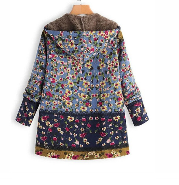Women's Cotton Linen Print Hooded Sweatshirt 6
