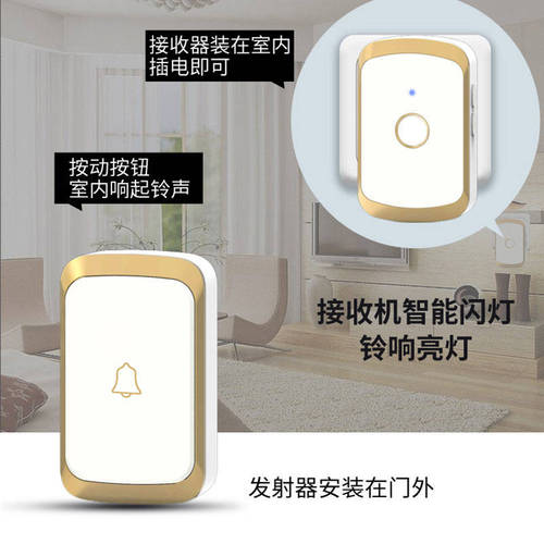 Remote Control Electronic Doorbell Wireless Home Doorbell One Tap One Call Receiver No Battery Waterproof