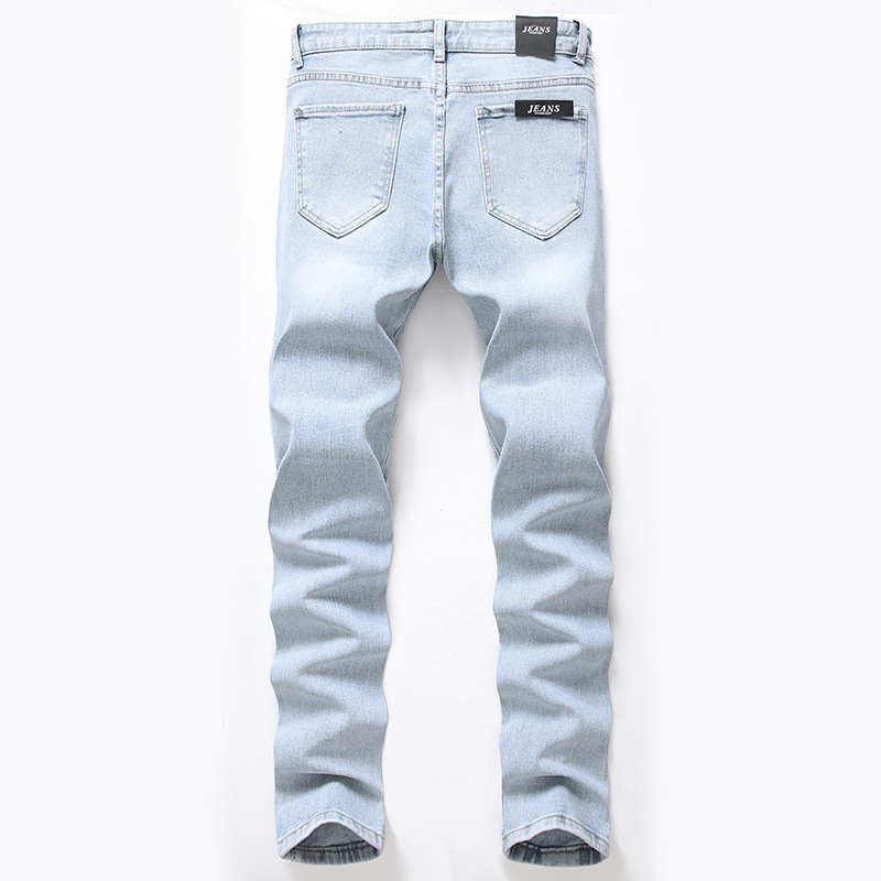Men's New Distressed Jeans, Fashionable And Casual Elastic Straight Leg Jeans_voghion.com
