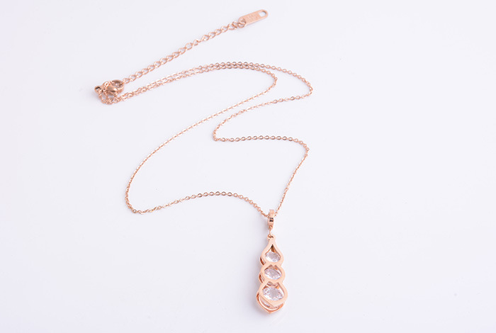 欧美韩个性豆豆镶钻项链钛钢镀玫瑰金锁骨链饰品女礼物百搭气质详情图4