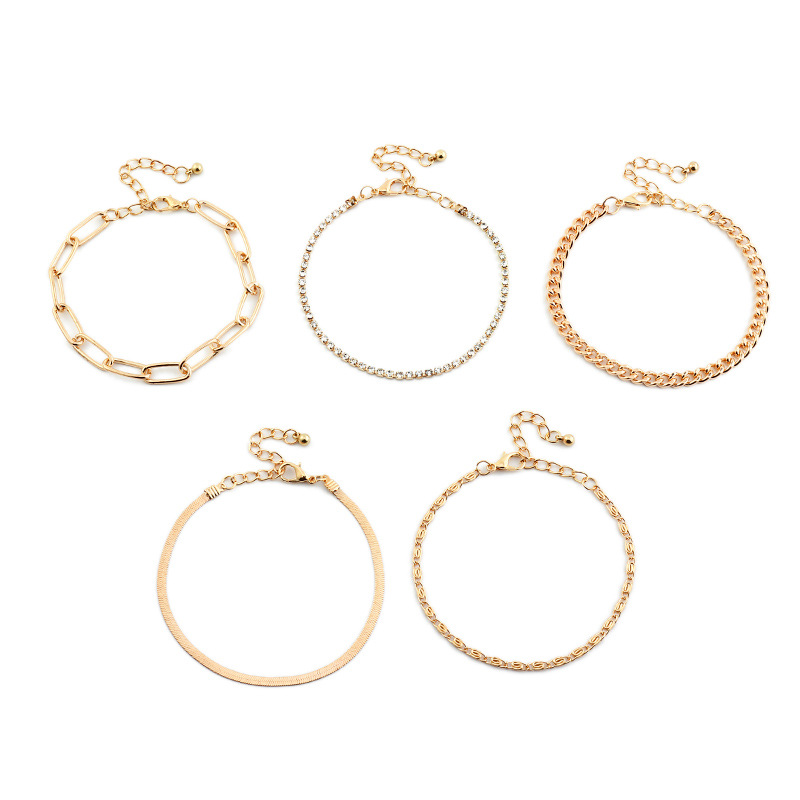 Fashion Simple Thick Chain Bracelet 5 Set display picture 7
