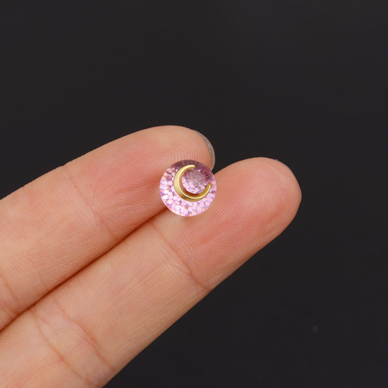 simple blue crystal stainless steel fashion earrings