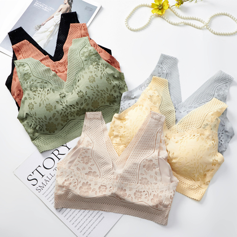 Thin Lace Non-rimmed Sports Underwear Anti-light Tube Top-wrap Bra Push-up Sexy Bra No-Mark Beautiful Back