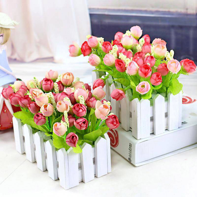 假花干花花束客厅装饰品花绢仿真绿植塑料栅栏花套装家居办公摆件|ms