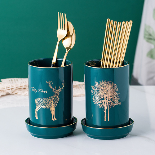 Household ceramic chopstick barrel large capacity single barrel draining mildew-proof chopstick basket chopstick cage kitchen storage box rack commercial