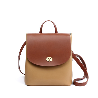 书包双肩包女2022新款时尚真皮背包百搭大容量韩版高中女包森系