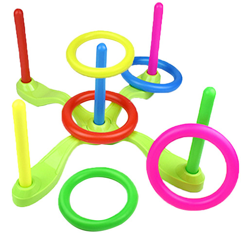 Children's toy cross 5 rings toss set, creative intellectual fitness equipment, parent-child throw ring sport toy