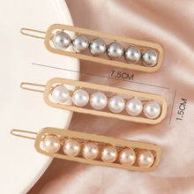 韓版外貿網紅新款發飾女鑲珍珠發夾時尚發卡女學生劉海邊夾一字夾