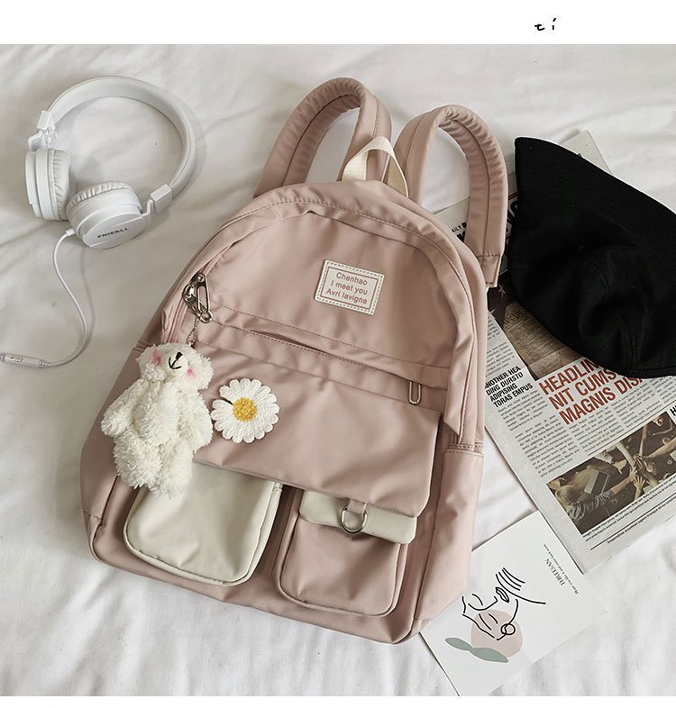 Koreanische Version Von Ulzzang College-stil, Altmodisch, Kleines Frisches Mädchen, Farblich Kontrastierende Schult Asche, Japanischer All-match-studenten Rucksack display picture 7