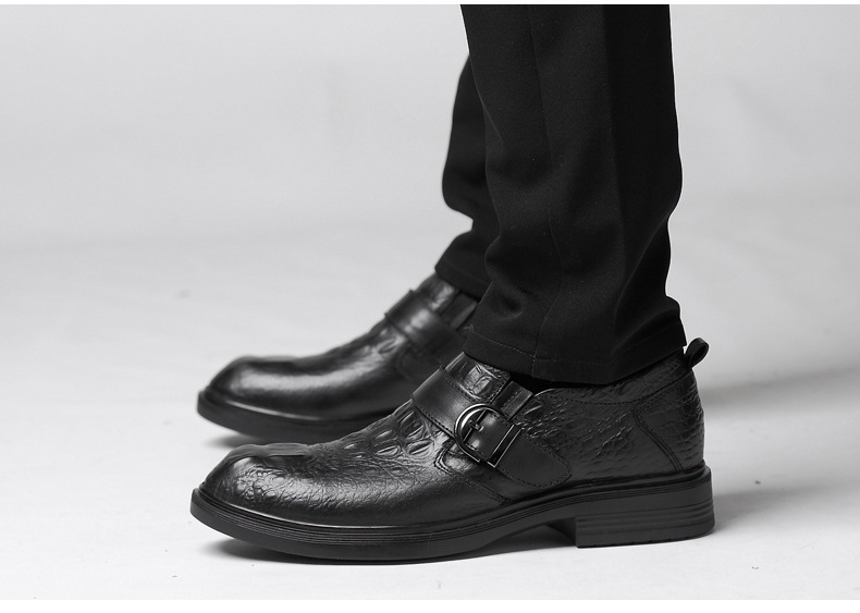 Men's Leather Casual Shoes Crocodile Pattern Business Footwear_voghion.com