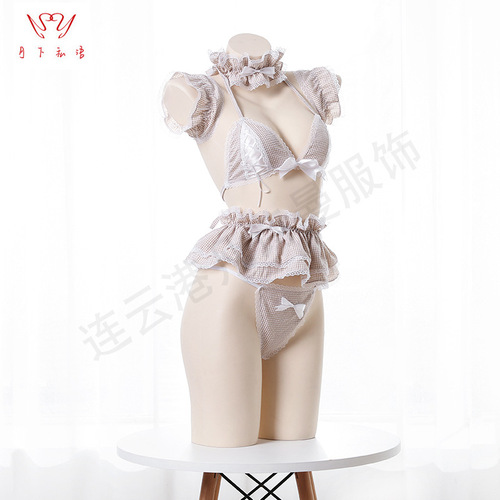 Cross-border distribution of new sexy lingerie, sexy three-point temptation, hollow sexy role, passionate maid role-playing uniform