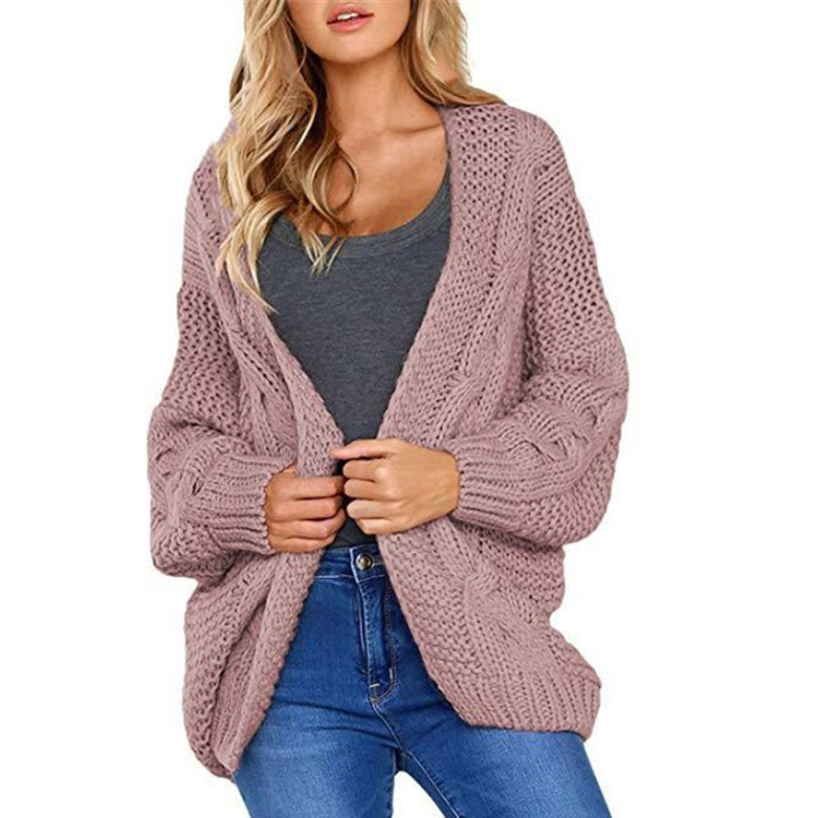 Platform autumn and winter foreign trade European and American women's clothing AliExpress Amazon wish popular cardigan solid color loose sweater