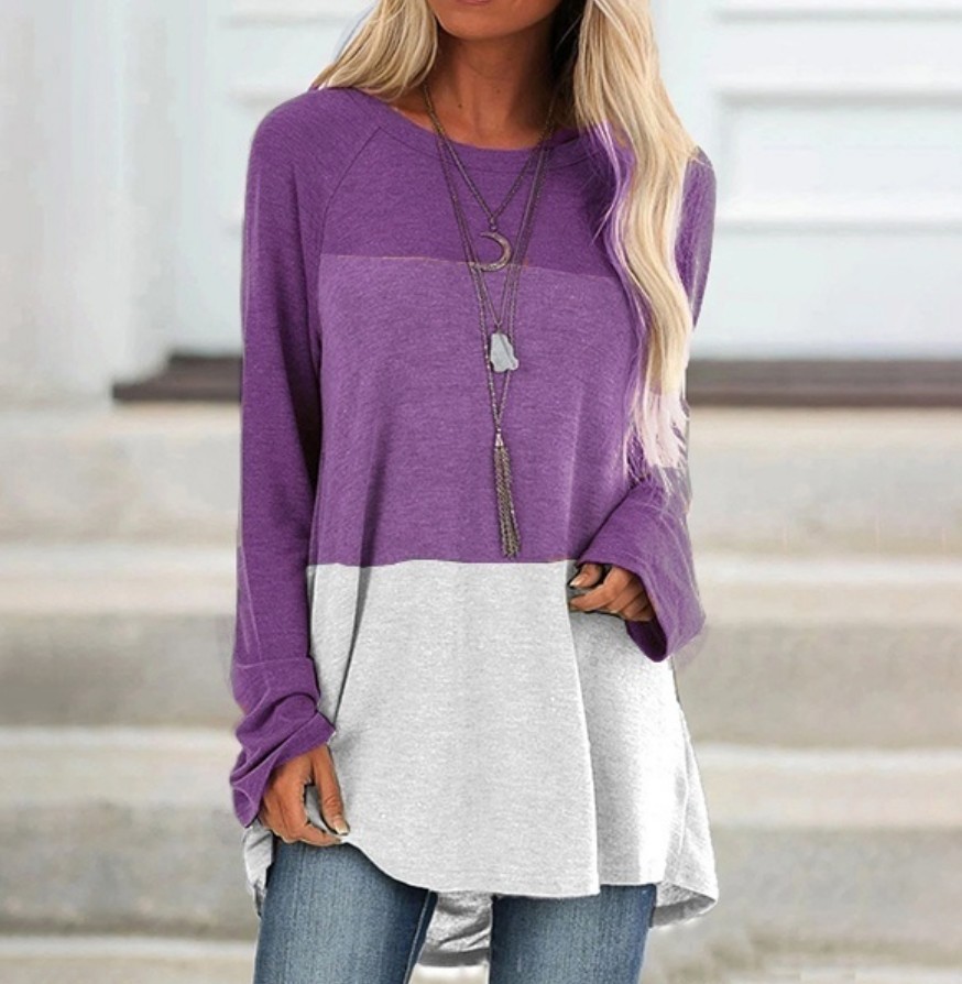 Тениска на цветен блок пуловер 3