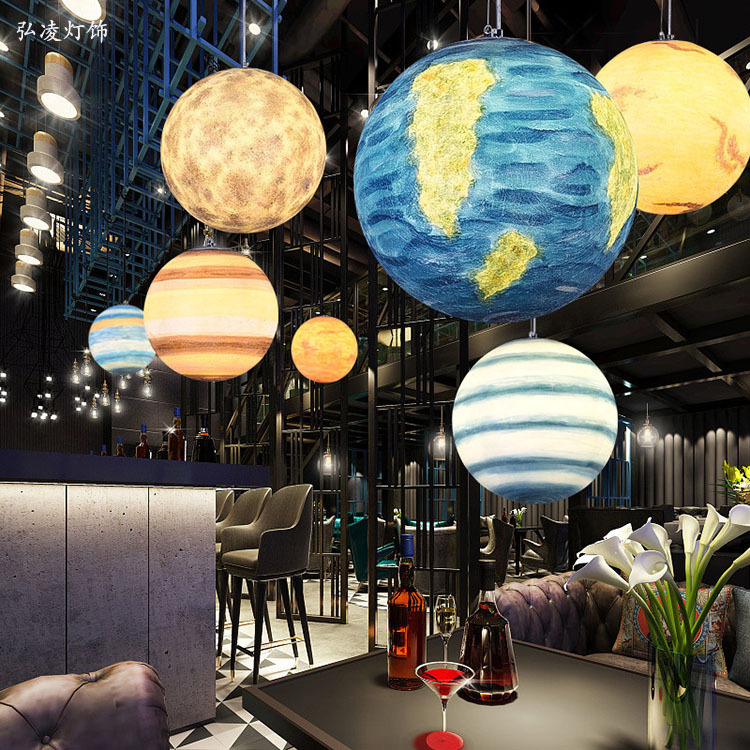 star a chandelier starry sky Planet Market hall kindergarten Playground Restaurant Bar counter Art Pellet Resin Light