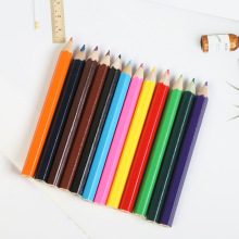 散装3.5英寸油漆木质彩色铅笔12色24色套膜金粉铅笔8.6cm定制批发