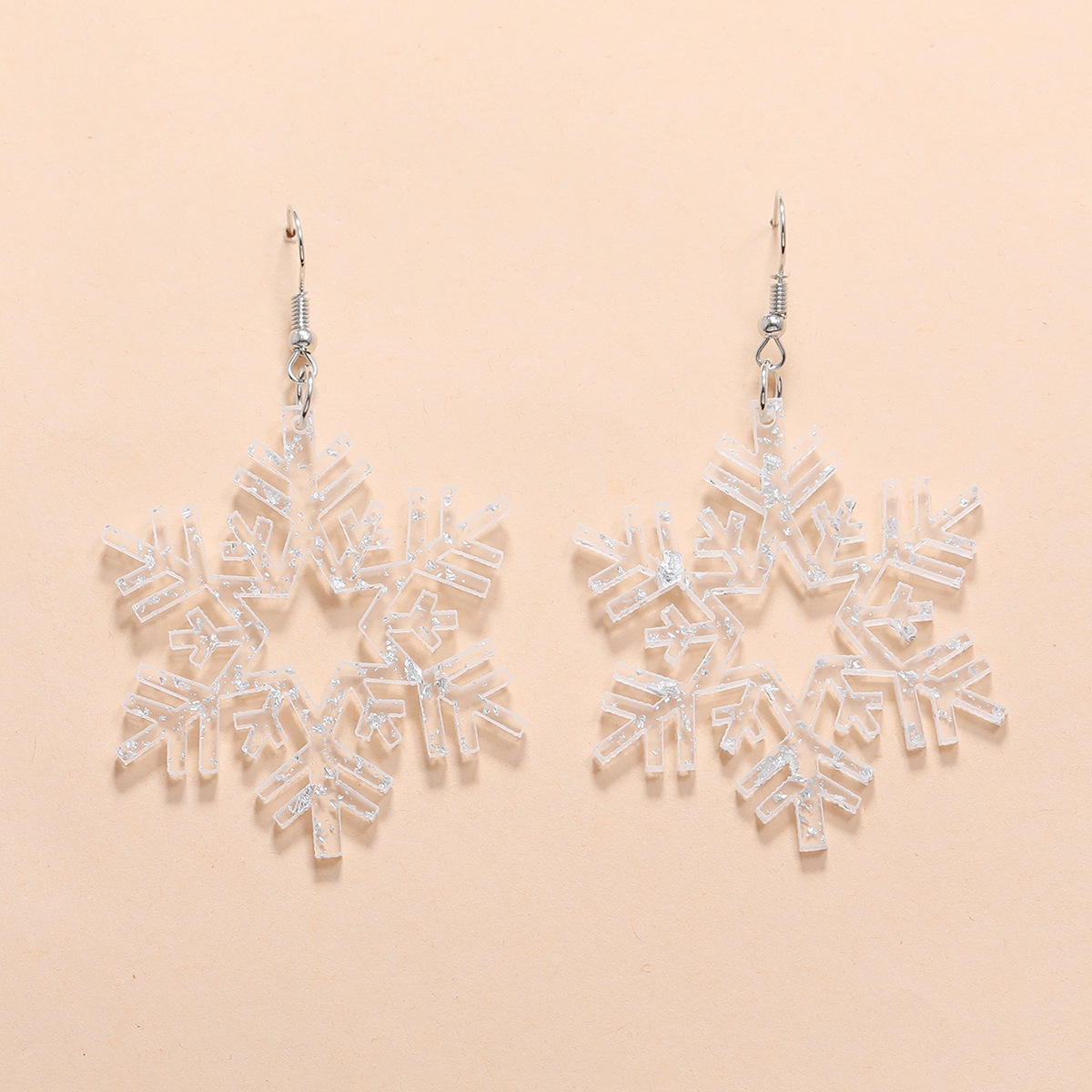 Snowflake Six Pointed Star Pendant Earrings display picture 5