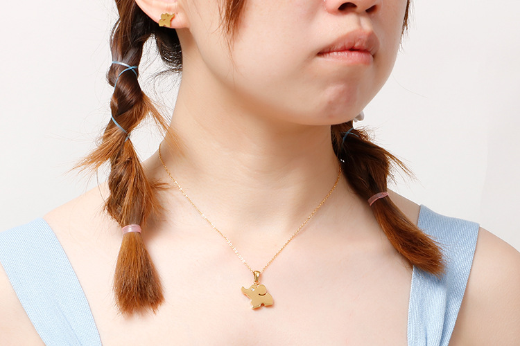 fashion new elephant pendant set stainlesss steel animal earrings necklace jewelry set wholesale