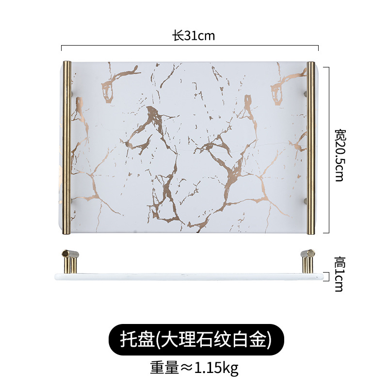 Estilo nórdico de oro marbling Taza de cerámica creativa conjunto de agua Luz de lujo taza de beber traje taza de hogar con bandeja