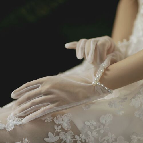 Bridal gloves lace red white wedding gloves wedding wedding gloves short long satin gloves