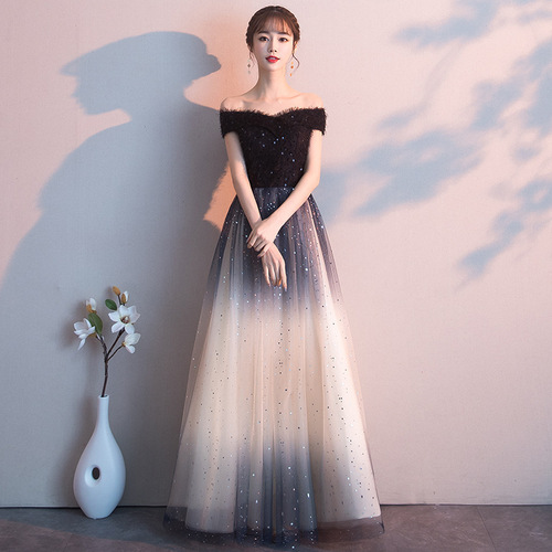 Evening Dresses cocktail party banquet dress vestido de banquete de cóctel Dress Lady banquet president immortal black one shoulder Ball Evening Dress