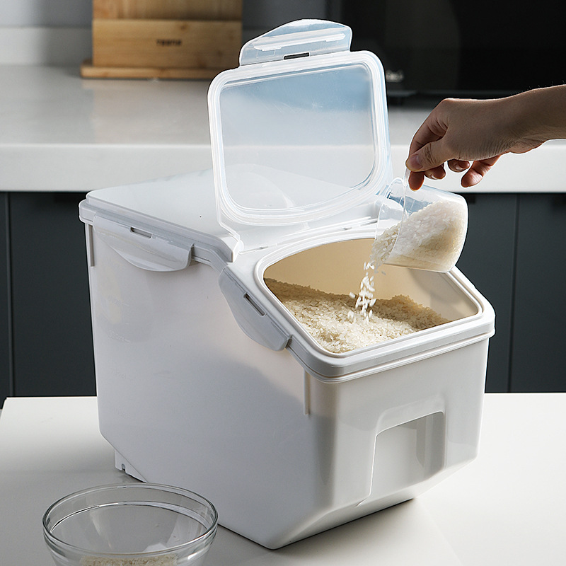 Household kitchen plastic Japanese-style sealed rice bucket moisture-proof and insect-proof storage box origin source transparent 10 catties rice box
