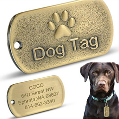 Retro-style ancient bronze footprint dog tag metal pet accessory laser engraved ID collar decoration
