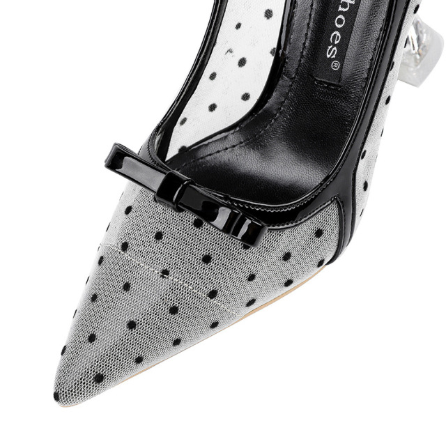 Women’s single shoes with pointed wave points and bow shoes for women