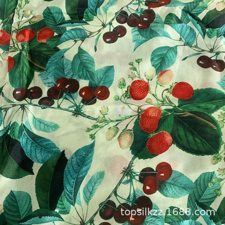 12姆米140宽幅丝棉缎丝交织面料数码打印 衬衫连衣裙面料批发