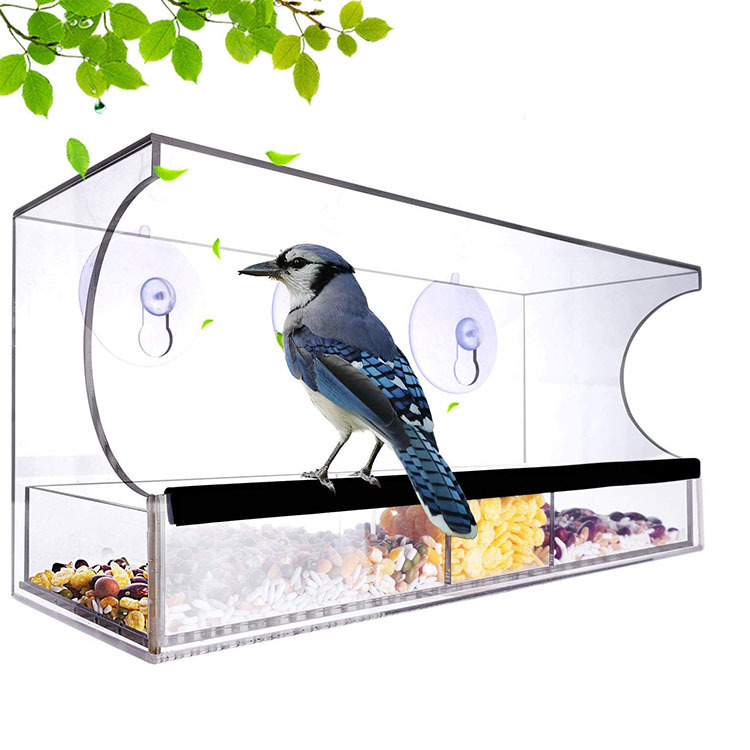 Acrylic hummingbird feeder transparent rectangular bird cage pet Yarkbird bird feeder spot 5