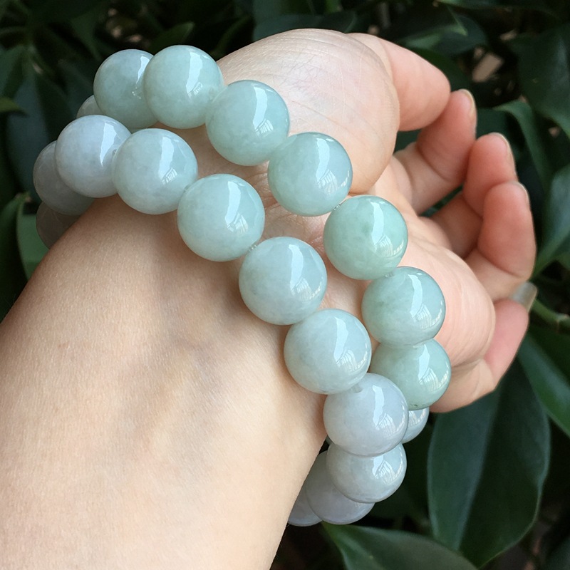 natural Emerald Bead Bracelet 13mm Ice waxy kind Large beads Hand string men and women jade bead Bracelet Recruitment agent