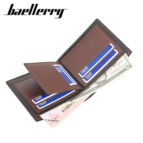 baellerry men's short Korean style wallet with multiple card slots creative leather small wallet youth fashion coin purse