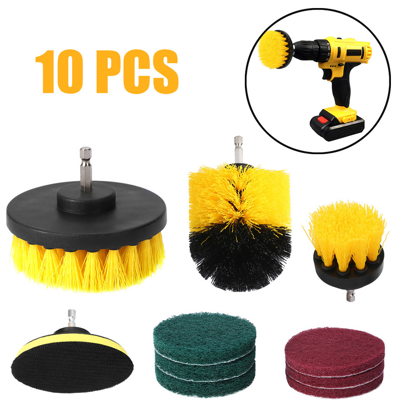 Factory Direct sales cross-border Amazon popular 10 pieces suit electric drill brush head electric cleaning brush car polishing brush