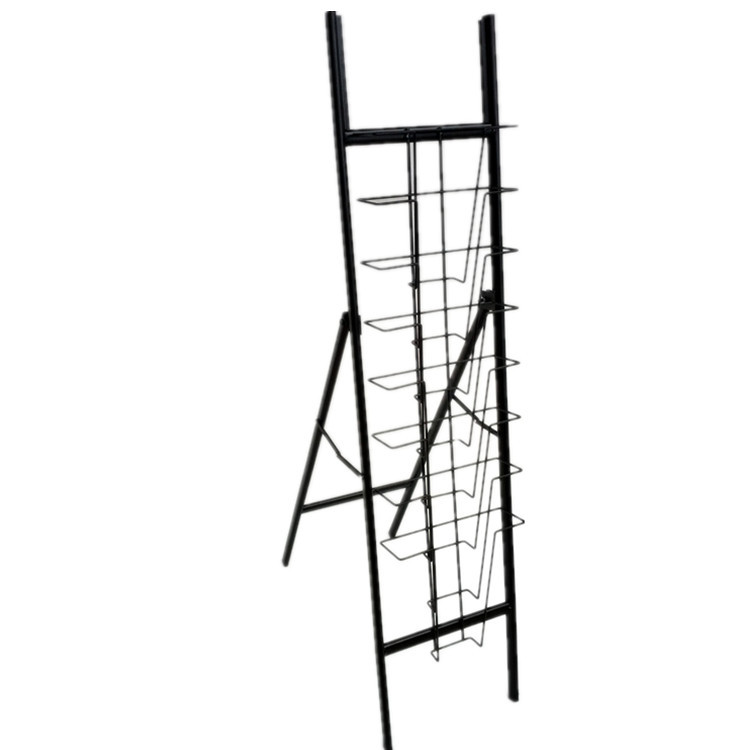 厂家供应铁质黑色宣传资料架，单面折叠式杂志架，A4产品目录册子