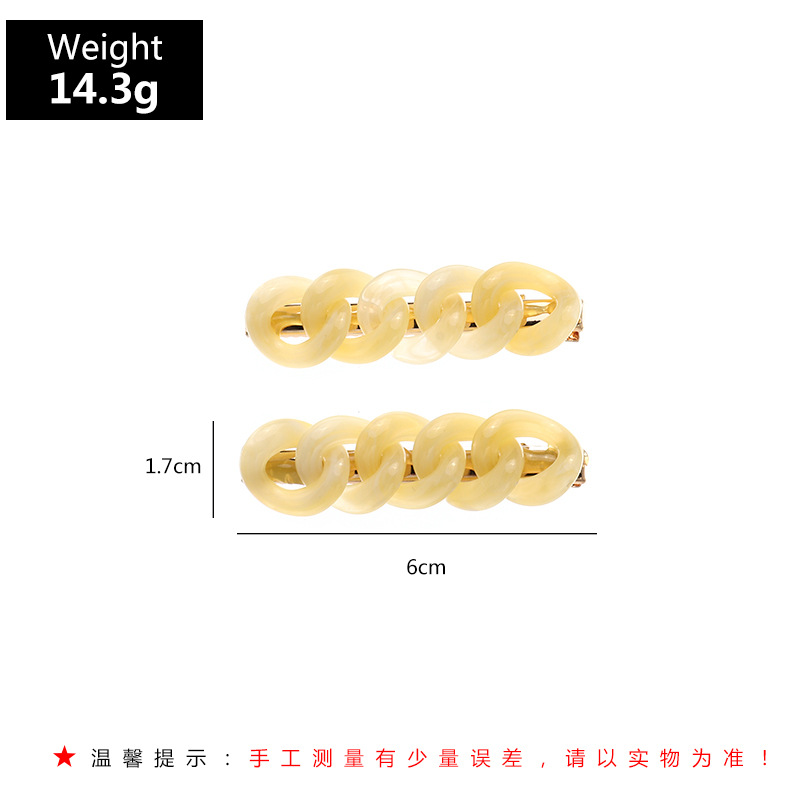 Korean Retro Twist Chain Geometric Ring Duckbill Clip Acrylic Minimalist Chic Hair Accessories display picture 2