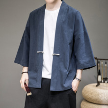 中国风复古汉服唐装男士宽松薄款开衫和服日式大码男道袍开衫外套