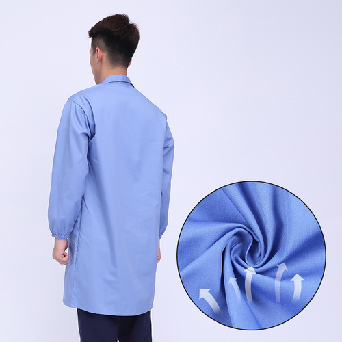 Food factory white coat long-sleeved breathable button overalls men's lab coat production workshop medical student white coat